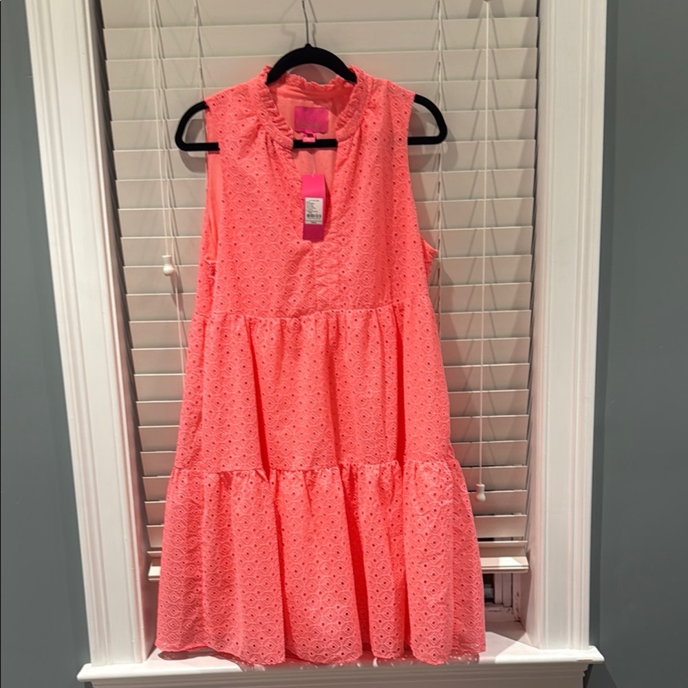 Lilly Pulitzer Coral Eyelet Midi Dress